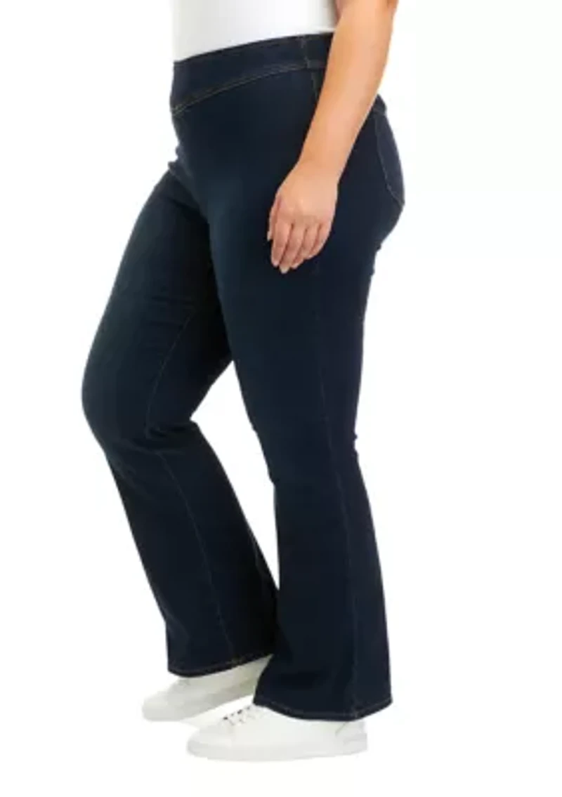 Curvy High Rise Pull On Flare Jeans