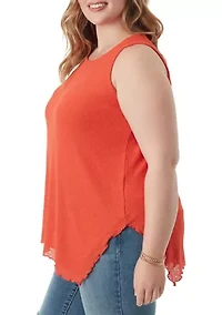 Plus Winsome Asymmetric Hem Tank