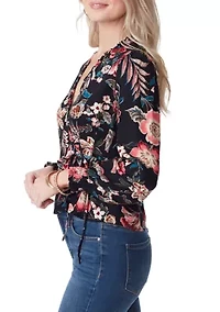 Tanya Long Sleeve Crepe Wrap Top