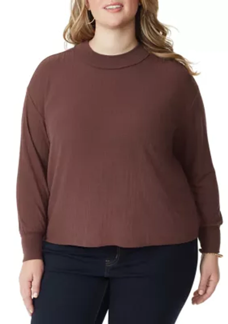 Plus Long Sleeve Crop Preston Knit Shirt