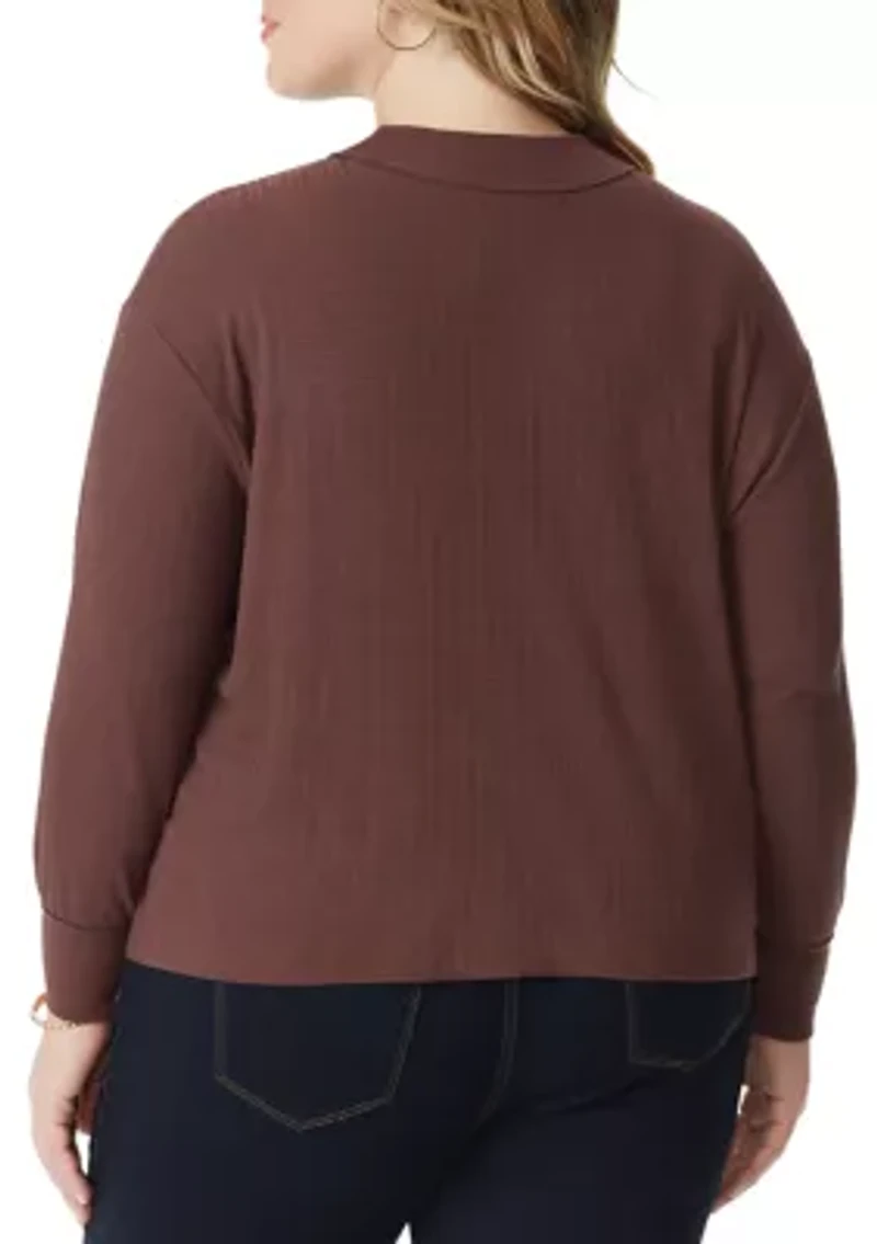 Plus Long Sleeve Crop Preston Knit Shirt