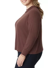 Plus Long Sleeve Crop Preston Knit Shirt