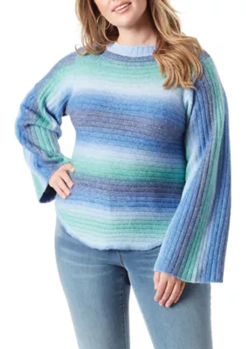 Plus Kartina Ombré Ribbed Knit Sweater