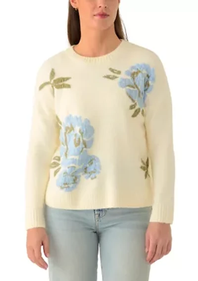 Women's Floral Crew Neck Sweater