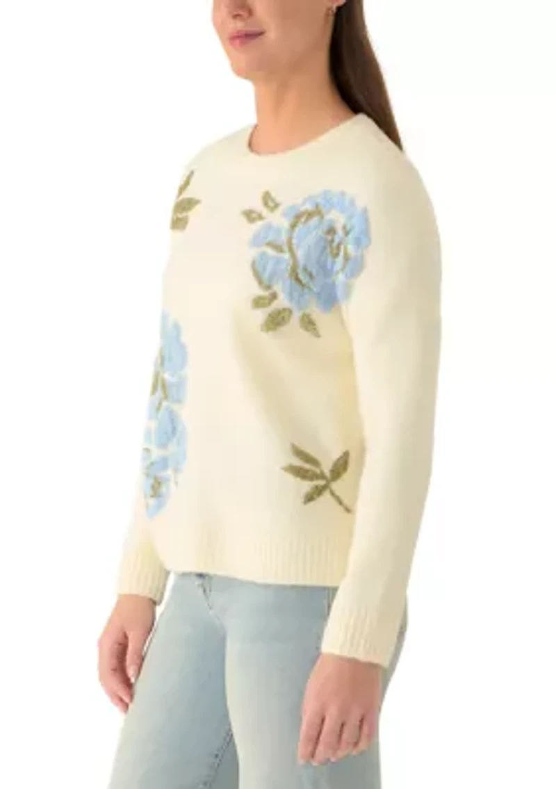 Women's Floral Crew Neck Sweater