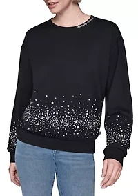 Long Sleeve Crystal Pearl Sweatshirt