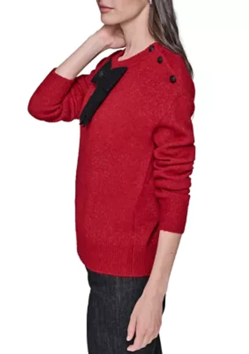 Front Bow Long Sleeve Sweater