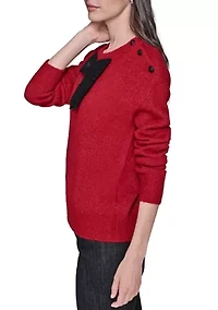 Front Bow Long Sleeve Sweater