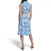 Sleeveless Floral Dress with Belt
