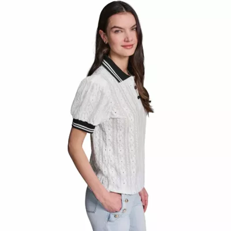 Floral Eyelet Knit Top