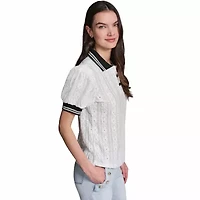 Floral Eyelet Knit Top