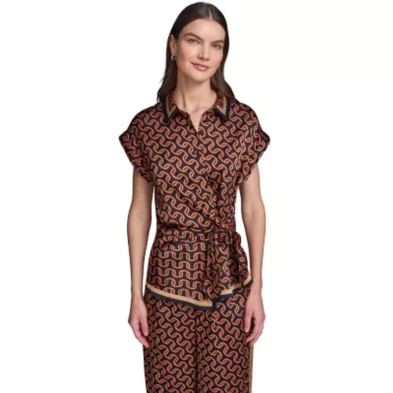 Printed Side Tie Blouse