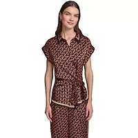 Printed Side Tie Blouse