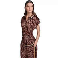 Printed Side Tie Blouse