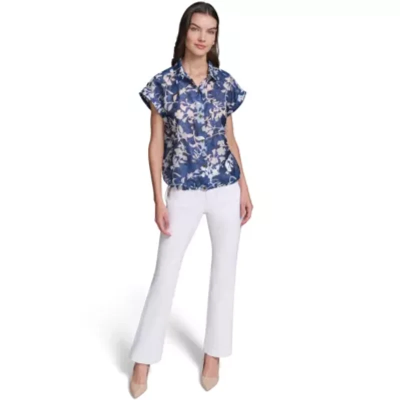 Printed Burnout Bungee Blouse