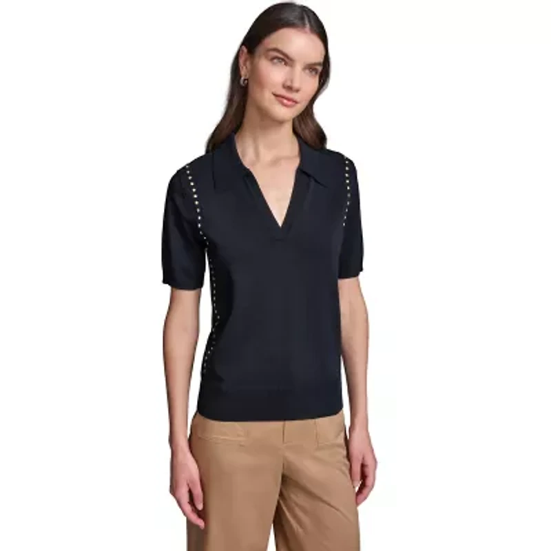 Johnny Collar Short Sleeve Sweater