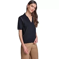 Johnny Collar Short Sleeve Sweater