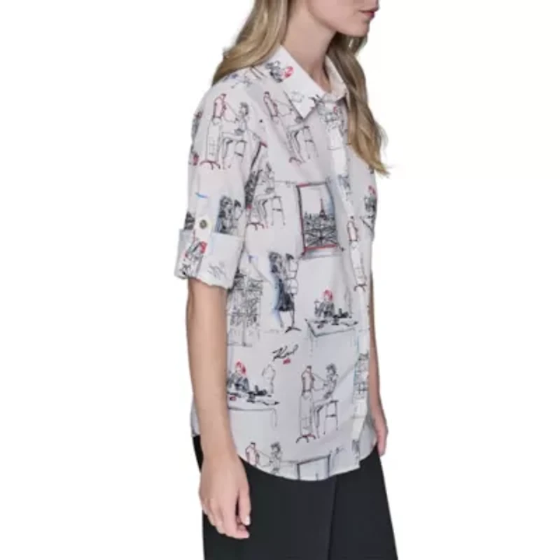 Allover Print Button Down