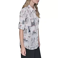Allover Print Button Down