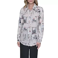 Allover Print Button Down