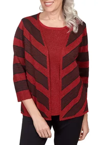 Petite Classics Chevron Stripe Two for One Sweater