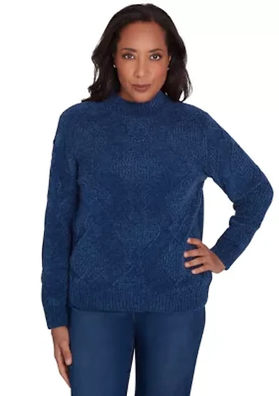 Women's Classic Chenille Diamond Stitched Sweater