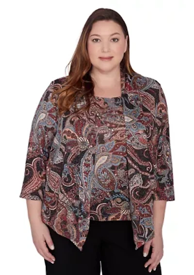Plus Classics Paisley Lurex Two One Sweater