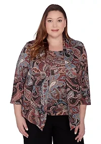 Plus Classics Paisley Lurex Two One Sweater