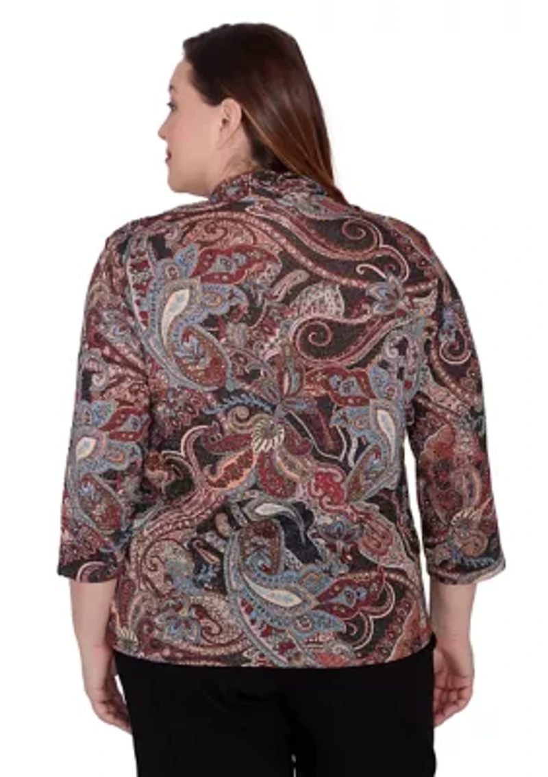 Plus Classics Paisley Lurex Two One Sweater