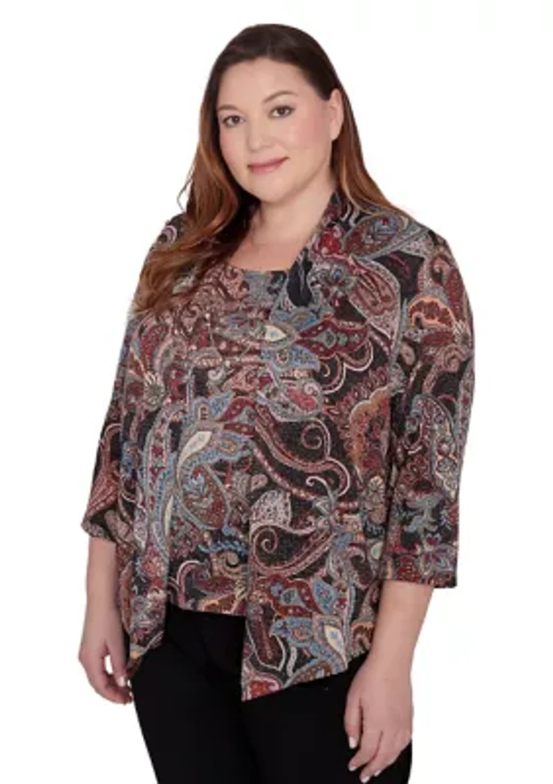 Plus Classics Paisley Lurex Two One Sweater