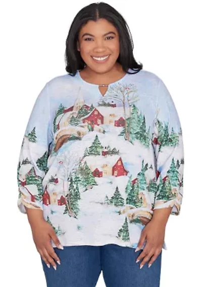 Plus Classics Winter Wonderland Scene Top