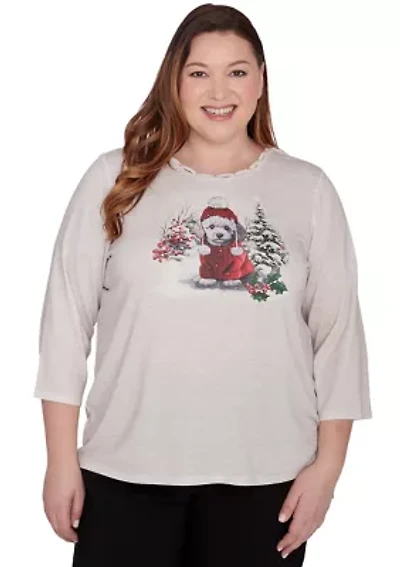 Plus Classics Festive Poodle Top