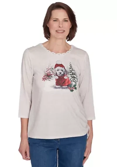 Petite Classics Festive Poodle Top