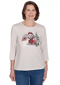 Petite Classics Festive Poodle Top