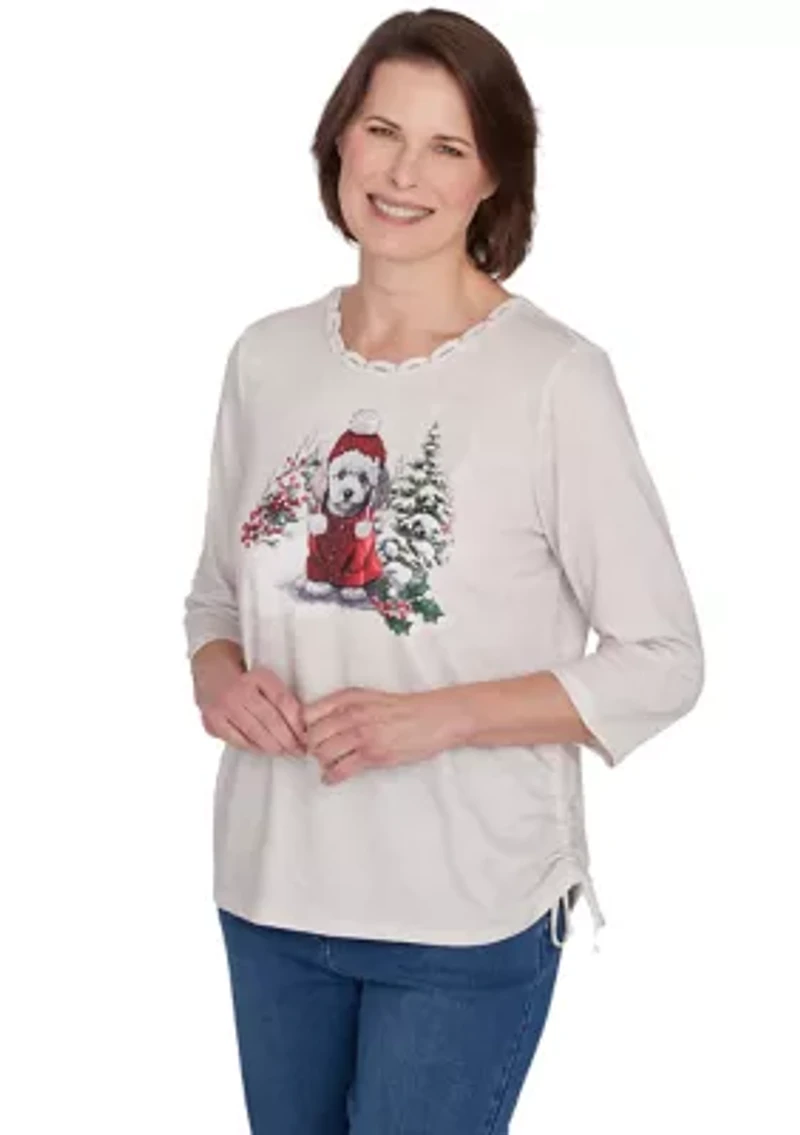 Petite Classics Festive Poodle Top