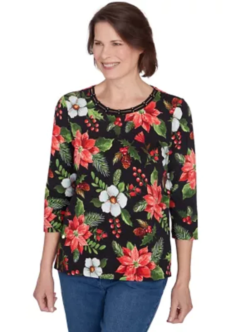 Petite Classics Poinsettias Top