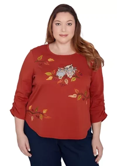 Plus Classics Nuzzling Owls Top