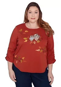 Plus Classics Nuzzling Owls Top