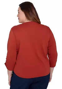 Plus Classics Nuzzling Owls Top