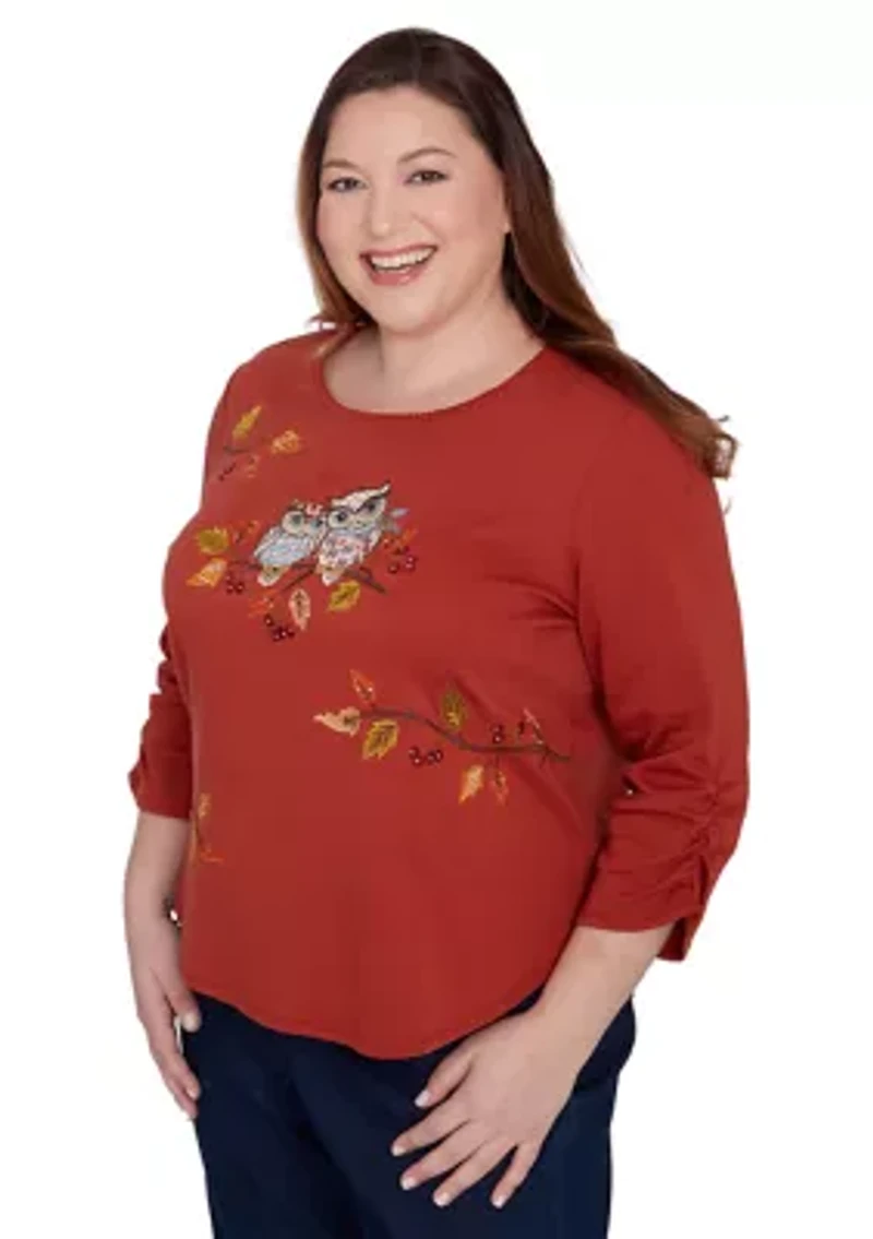 Plus Classics Nuzzling Owls Top