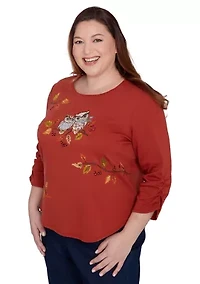 Plus Classics Nuzzling Owls Top