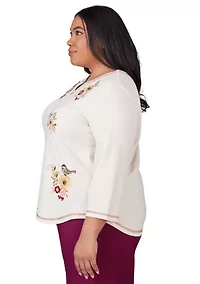 Plus Classics Sunflowers with Birds Top