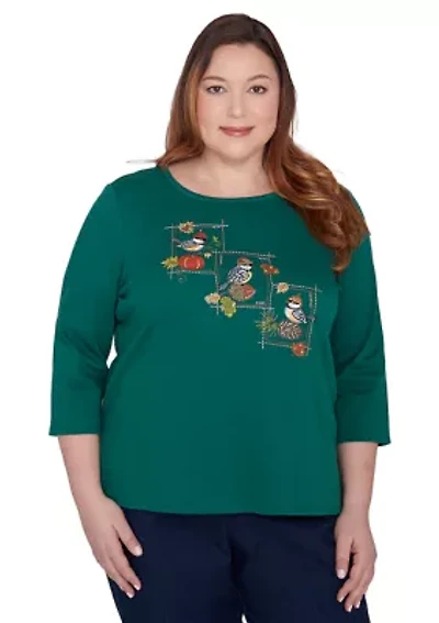 Plus Classics Birds with Hats Top