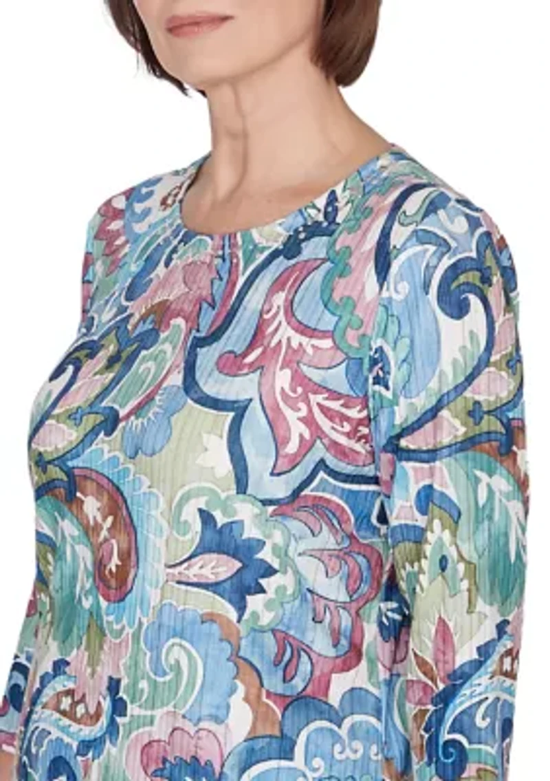 Petite Classics Scroll Multi Colored Top