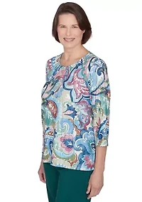 Petite Classics Scroll Multi Colored Top