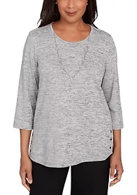 Women's Classics Melange Top with Necklace