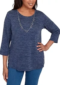 Women's Classics Melange Top with Necklace