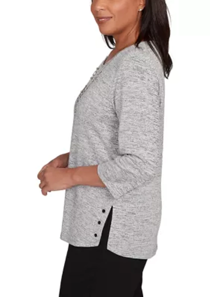 Women's Classics Melange Top with Necklace