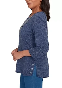 Women's Classics Melange Top with Necklace