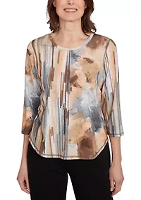 Women's Classics F5 Spliced Flower Stripe Top